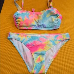 Target Multicolor Tie-Dye Ribbed Bikini Set in Pink, Blue & Yellow